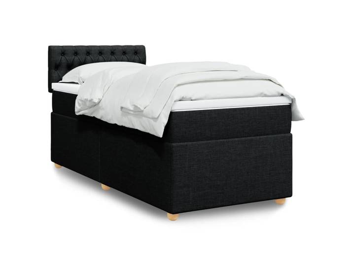 vidaXL Boxspringbett mit Matratze Schwarz Einzelbett Stoff
