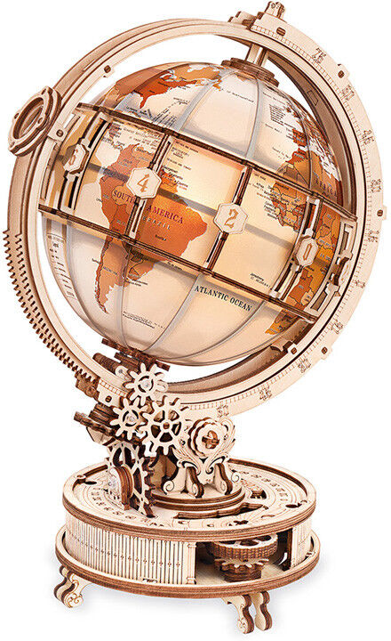 Puzzle 3D en bois Globe lumineux (Version électrique) - Rokr