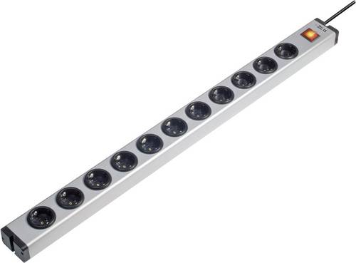 Ehmann 0601x00112031 Steckdosenleiste mit Schalter 11fach Aluminium Schutzkontakt 1St.