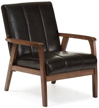Baxton Studio Mid-Century Black Faux Leather Chair