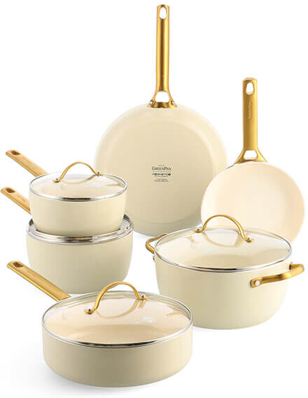 GreenPan Padova Reserve 6 Piece Cookware Set Cream