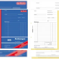 herlitz Formularbuch Rechnung A5 305 2x40 Blatt selbstdurchschreibend 4er Packung mit 28 Stück