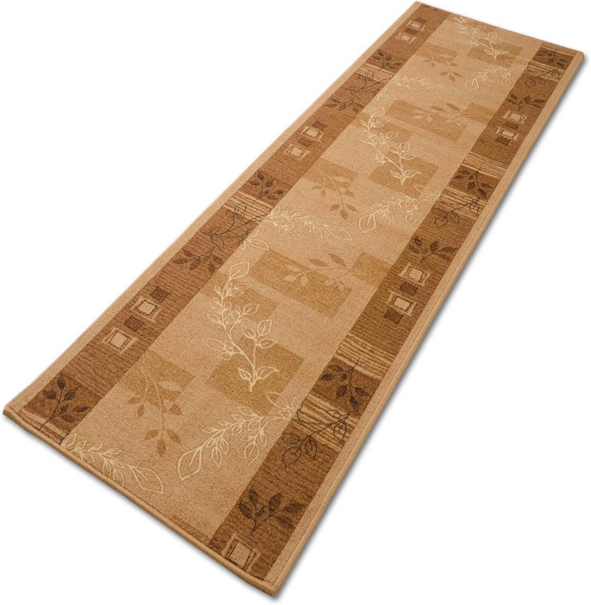 Maatwerk loper voor gang, keuken of woonkamer - Beige patroon - Rechthoekig