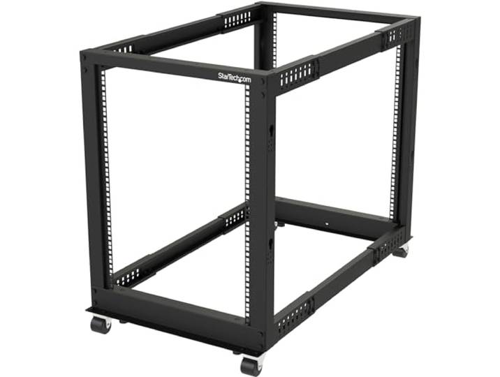 StarTech 15U 4-Post Server Rack, 19in Open Frame Rack met 101cm Montagediepte en 544kg Draagkracht, Mobiel of Vrijstaand IT Rack