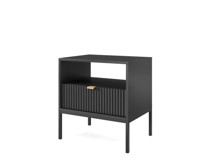 Komodee Nachttisch Nanaimo Sto2-1S Profilierte Fronten, Schwarz, Metall, 54x56x39 cm, Schlafzimmer, Nachtkästchen