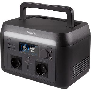 LogiLink Powerstation PPS0600, App-fähig, 512 Wh Akkukapazität, 9 Anschlüsse, Ausgangsleistung 600 W