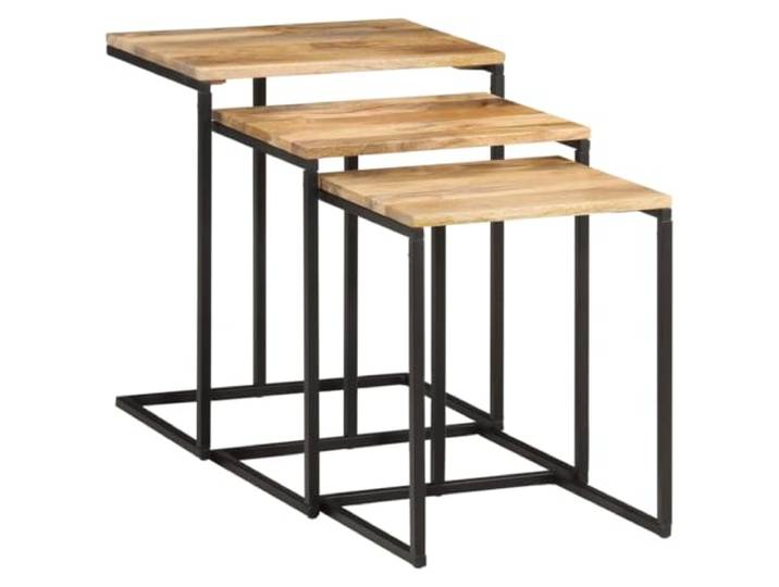 GPWERSDF Satztische 3 STK. Massivholz Akazie Verschiedene Größen, Stapelbar, Beistelltisch, Nachttisch, Couchtisch, Wohnzimmer, Büro