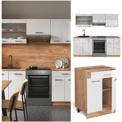 Vicco Küchenzeile Küchenblock Einbauküche R-Line 200 cm Front Weiß