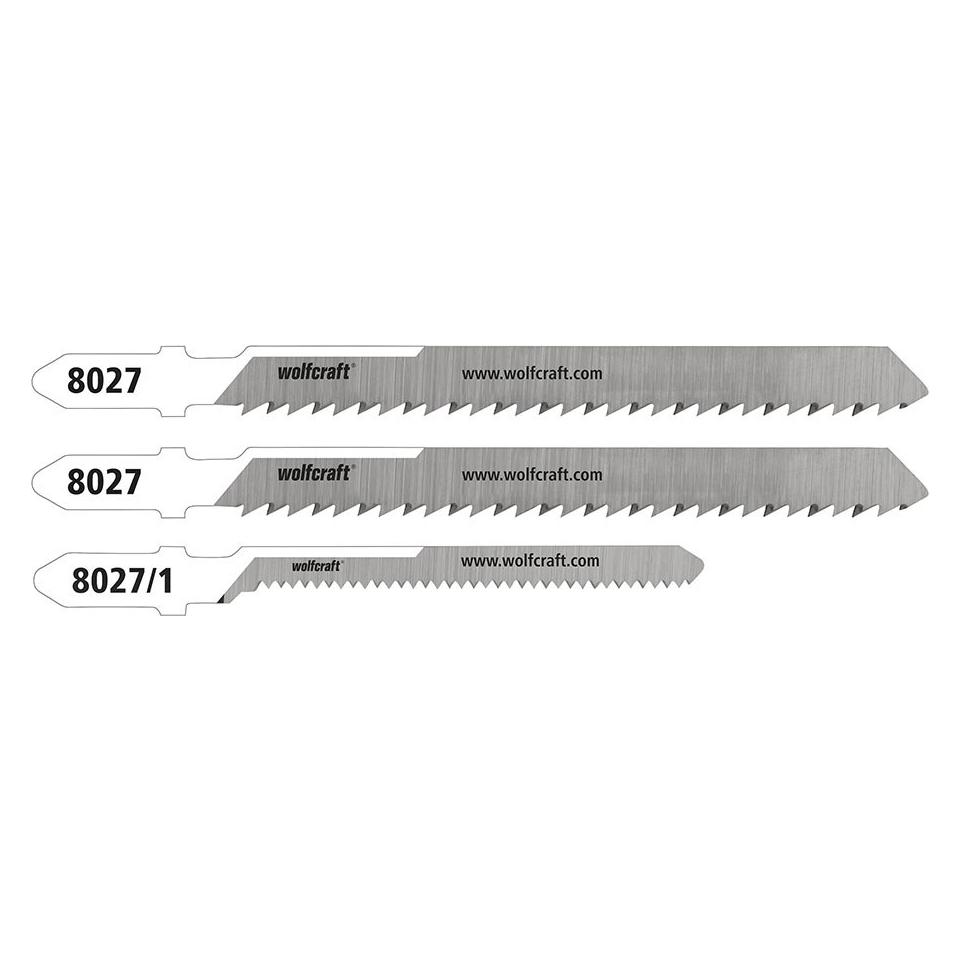 wolfcraft Stichsägeblätter, HCS, T-Schaft, feiner und fein gebogener Schnitt, 20 mm, Blisterpackung mit 3 (77566672)