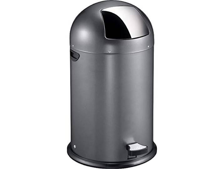 PROREGAL Stilvoller eleganter Abfalleimer mit starkem Fußpedal und verzinktem Inneneimer 40 Liter, HxBxT 74x41,5x47,5cm Grau