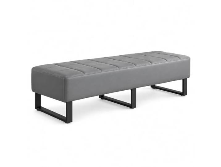 JSWHYBD Wartezimmerbank aus Kunstleder, Empfangsbank mit Stahlrahmen Gepolsterte Sitzbank ohne Rückenlehne für Büro, Empfang, Lobby, Hotel, Salon & Wartebereich(Dark gray,120cm/47.2in)