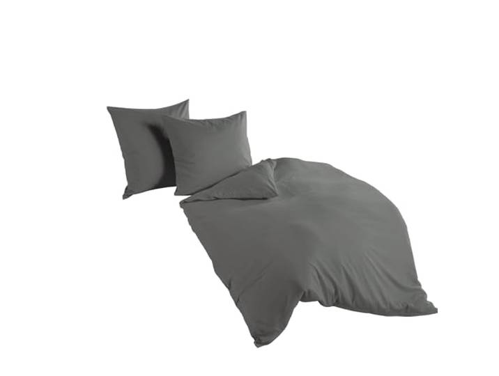 Bierbaum hochwertige Uni Fein Biber Bettwäsche einfarbig Anthrazit 100% Baumwolle, Größe:200x200cm Bettwäsche