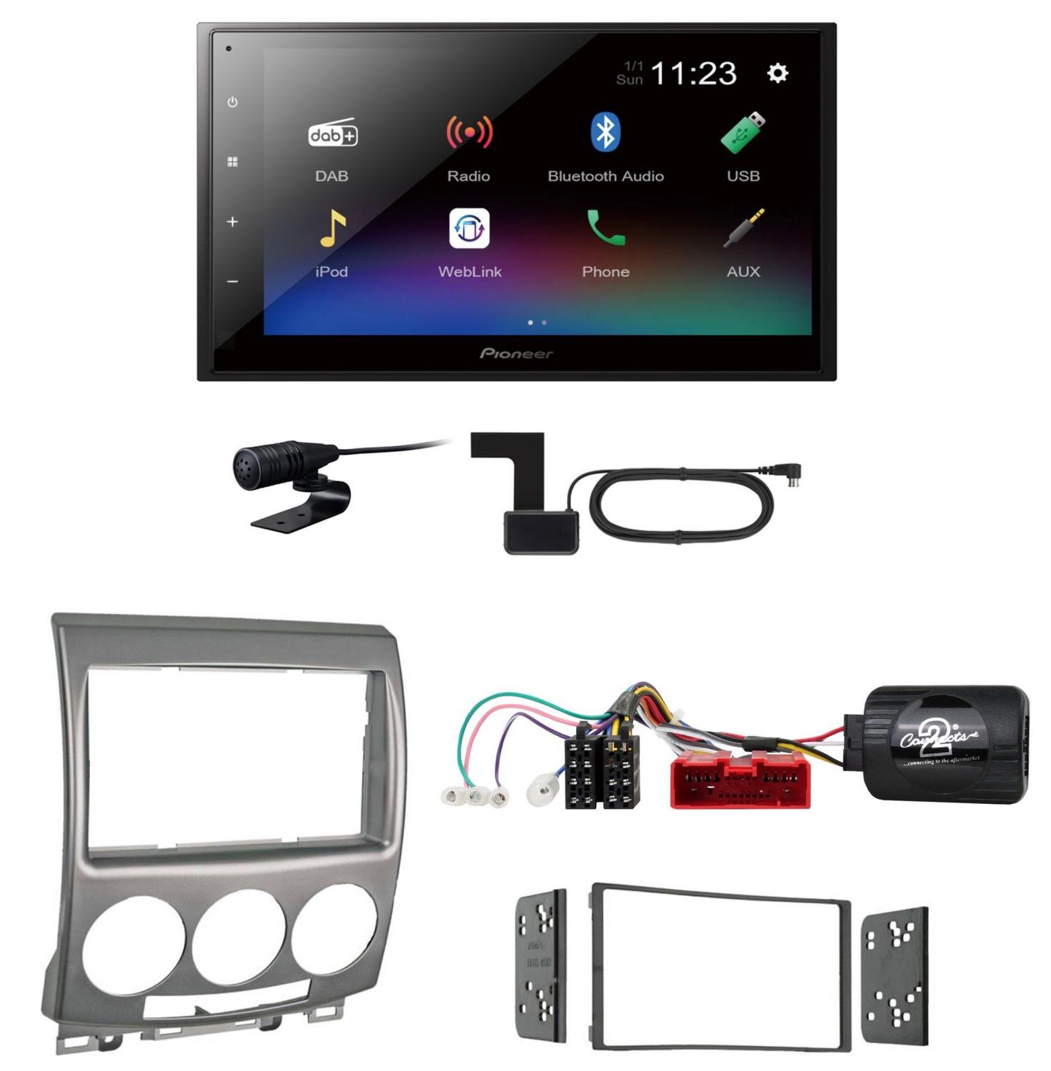 Pioneer DMH-A340DAB USB Bluetooth MP3 Bluetooth MP3 Einbauset für Mazda 5 CR
