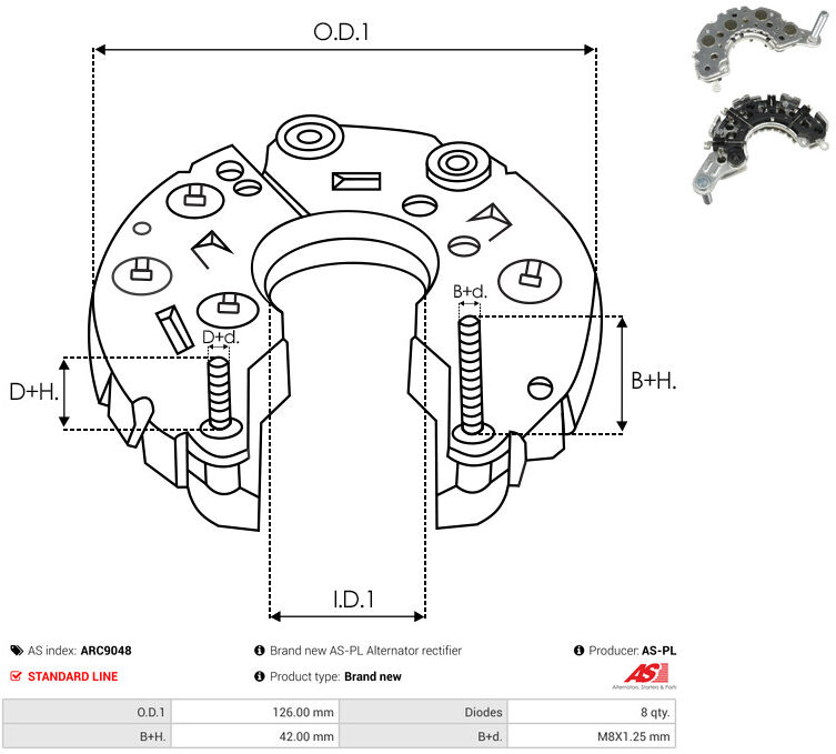 As-Pl Gleichrichter, Generator Arc9048 1260mm