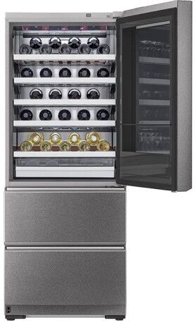 LG SIGNATURE LSR200W Cantinetta vino + Freezer Classe E Colore Acciaio Inossidabile ,  65 bottiglie, ripiani in vero legno