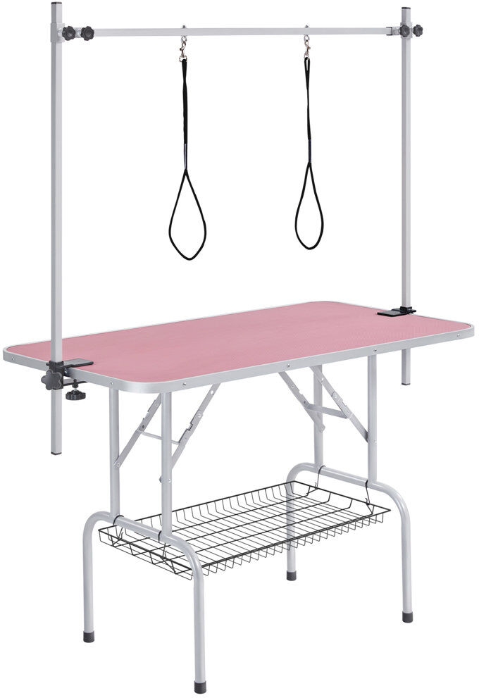 Yaheetech 177cm H x 118cm W x 60.9cm D Adjustable and Foldable Dog Folding Grooming Table Pink 177cm H X 118cm W X 60.9cm D