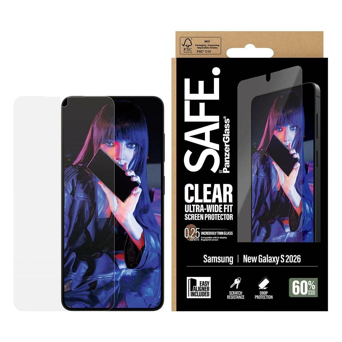 PanzerGlass SAFE Ultra-Wide-Fit (1 Stk., Samsung Galaxy S26) (SA18831)