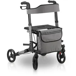 ROLLATOR Vital grau klappbar mit Sitzfläche & Einkaufstasche