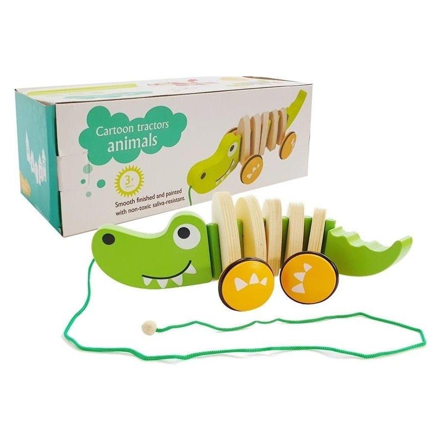 Lean Toys Holzkrokodil auf Rädern 18cm (41925450)