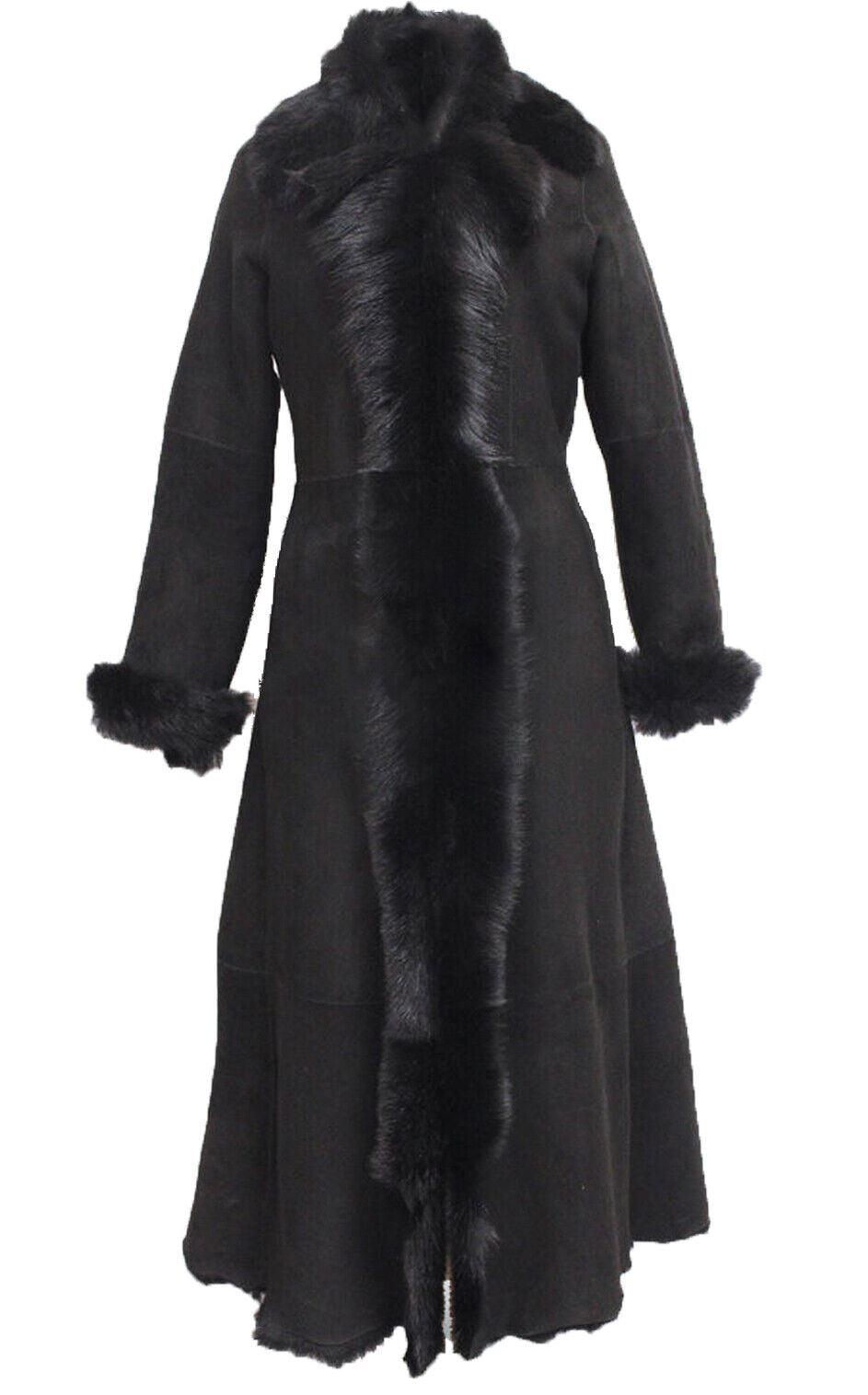Schwarzer Damen-Trenchcoat aus Toscana-Schaffell aus Wildleder-Rushden