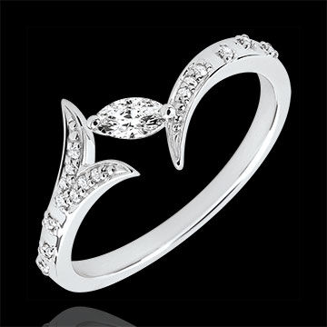 Edenly Ring MysteriÃ¶ser Wald - Kleines Modell - WeiÃŸgold und Marquise Diamant