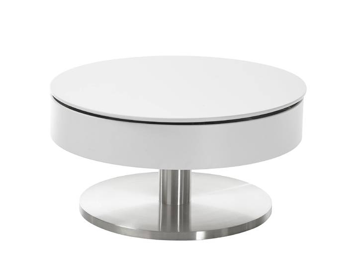 Couchtisch Southby mit Stauraum Ø 79cm Weiß/Weiß