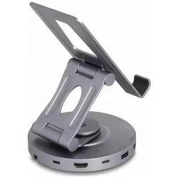 Delock Tablet und Notebook Dockingstation 4K mit integrierter Halterung - HDMI / USB / Hub / SD / Mi (USB-C, 7 Ports), Dockingstation + USB Hub, Grau