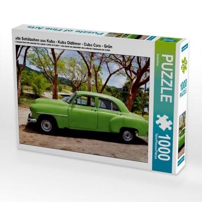 CALVENDO Puzzle alte Schätzchen aus Kuba - Kuba Oldtimer - Cuba Cars - Grün | 1000 Teile Lege-Größe 64x48cm Foto-Puzzle für glückliche Stunden