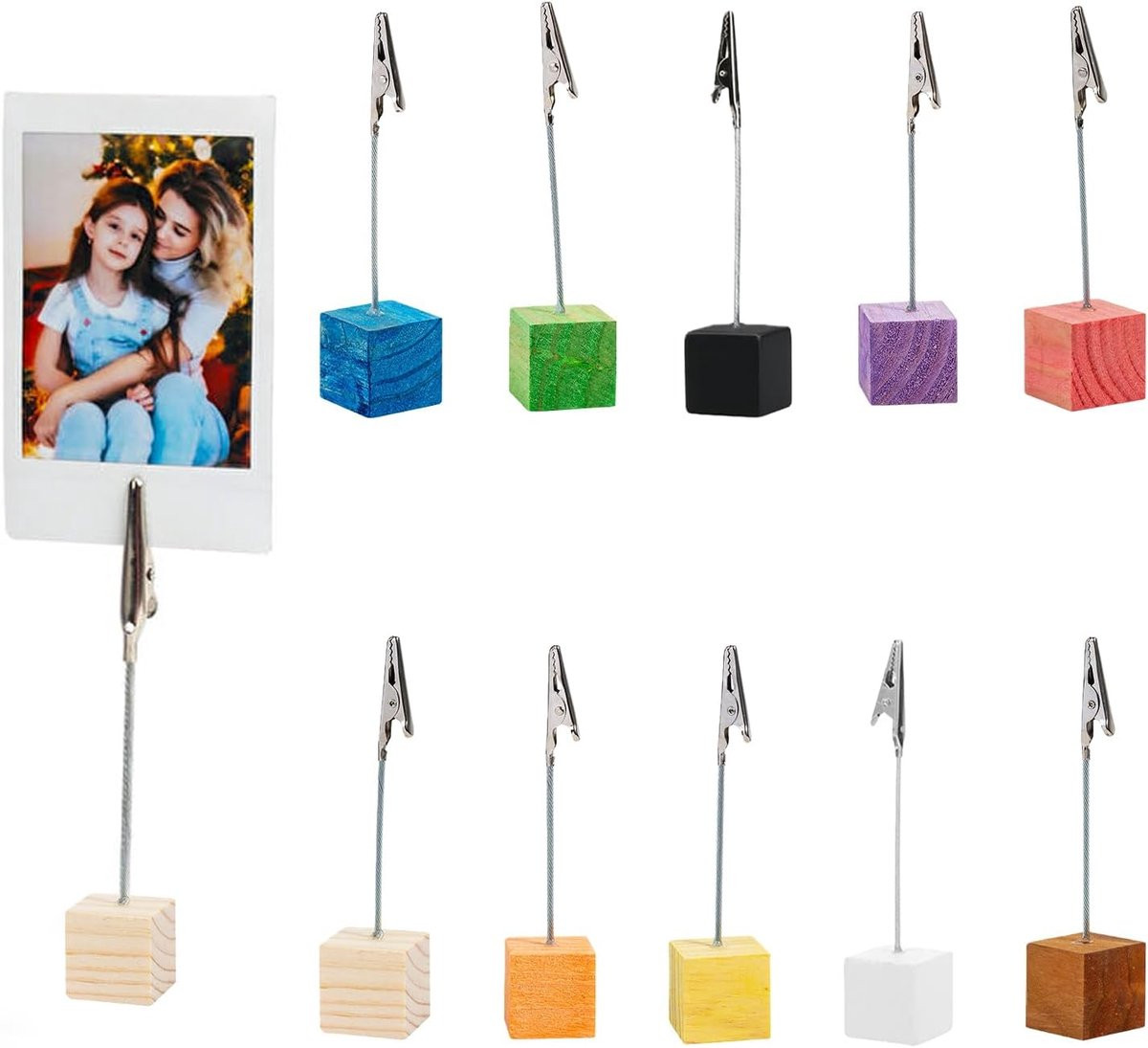 Houten fotohouder met klemmen voor decoratie en notities