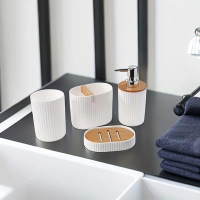 Lush Living Finds Toothbrush Holder, Plastic Bathroom Accessories, Soap Dish, Soap Dispenser, Mouthwash Cup white Oval