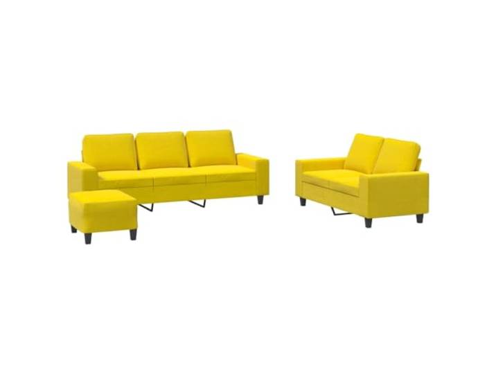 Coespram 3-tlg. Sofagarnitur mit Hocker Hellgelb Couch Set Ergänzt Ihr Wohnzimmer um gemütliche Sitzplätze mit vielseitigem Fußhocker zum Beinehochlegen.
