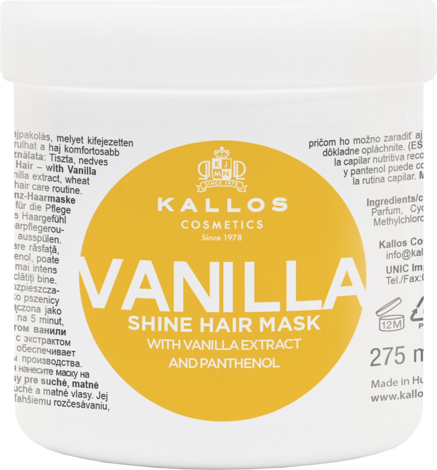 Kallos KJMN Vanilla Shine Hair Mask 275 ml KA-KJMN2152