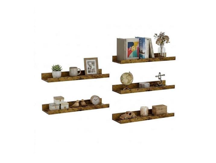 LuxusKollektion Wandboard Schweberegal 5er Set Vintagebraun 60cm, 5-tlg.