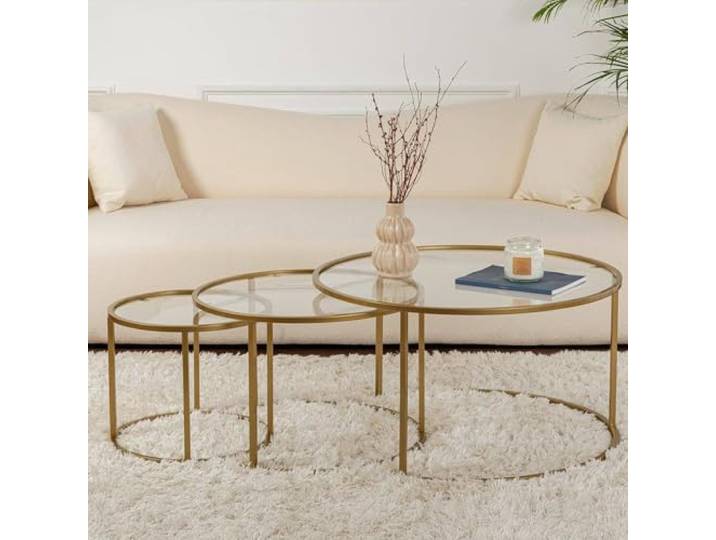 Dmora Couchtisch Carugate, rund, 80x80x43h cm, Gold