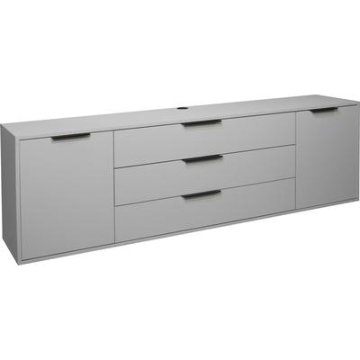 Sideboard MÄUSBACHER "Bonnie", grau (kreidegrau matt lack), B:216cm H:67cm T:45cm, Sideboards, Sideboard, Modernes Sideboard