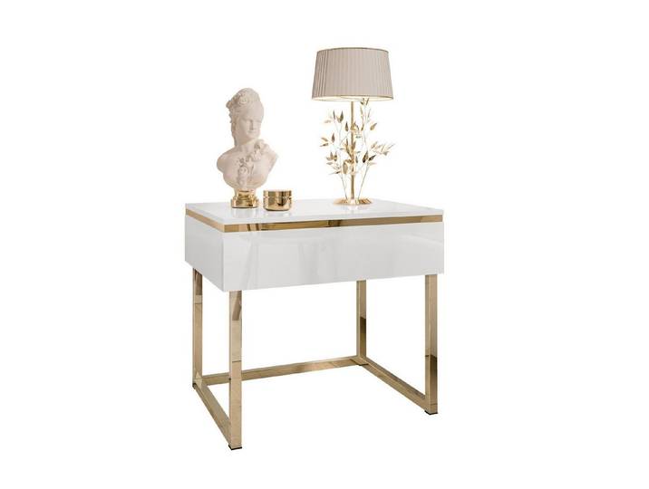 Lookway Nachttisch AURORA mit goldenem Gestell (x Nachttisch), 48x38x45 cm
