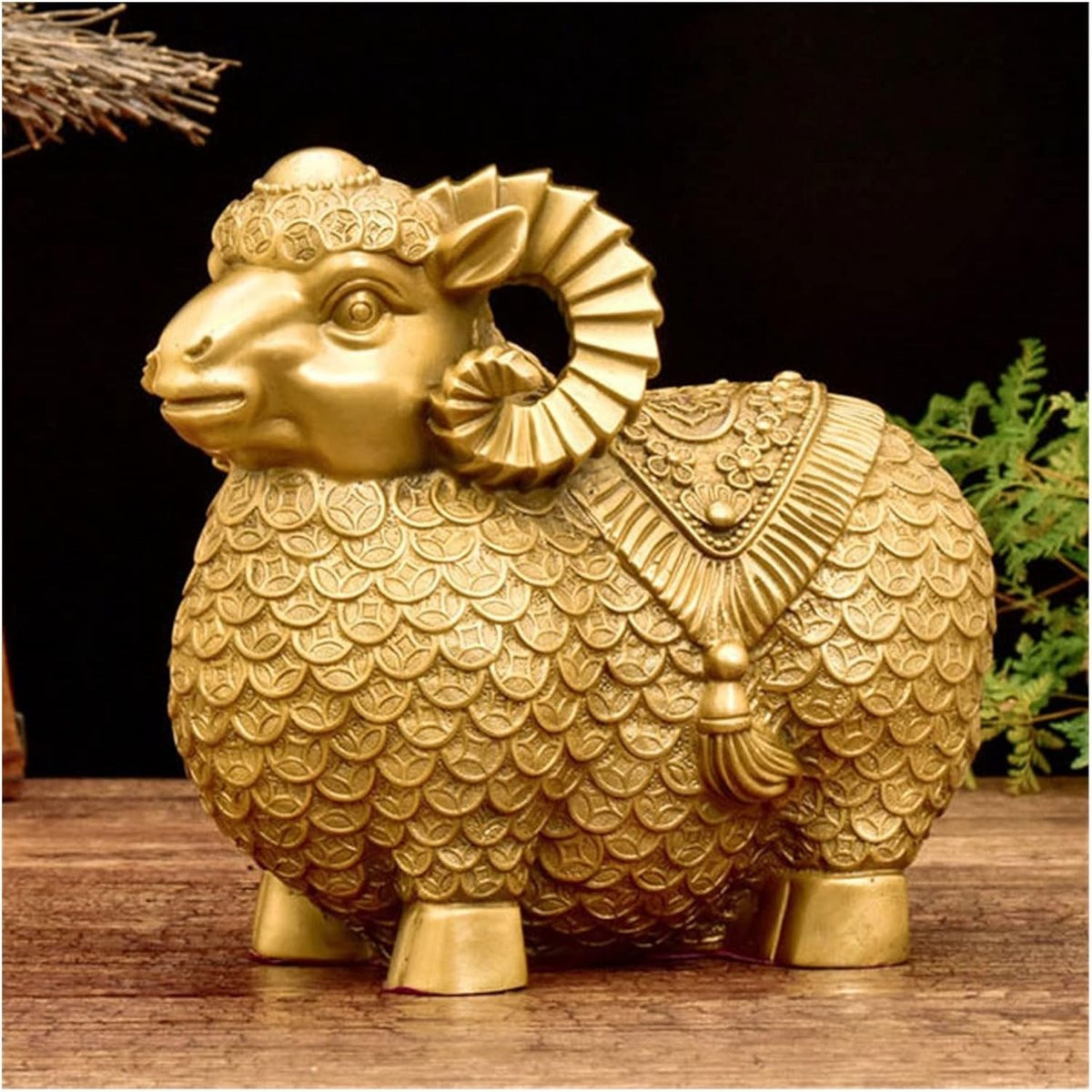 Messing Schapen Decoratie Zodiac Figuur Goudkleurig