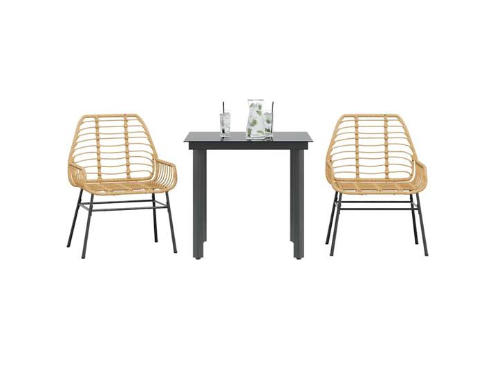 vidaXL 3-teiliges Garten-Esszimmer-Set Braunes Polyrattanglas