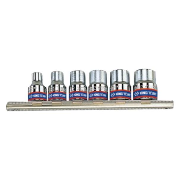 King Juego de vasos Torx 3/8" 6Pzas sobre rail (3/8") (4710591923515)