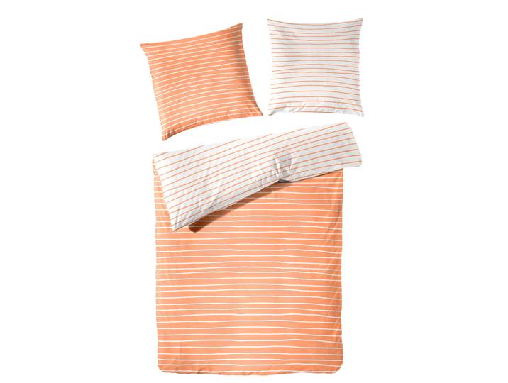 Wendebettwäsche PRIMERA Perkal Bettwäsche , orange (orange, strei), B/L: 200cm x 135cm, 1 Stk., 1 Stk., Perkal, B/L: 80cm x 80cm, 2, Perkal, Obermaterial: 100% Baumwolle, Bettwäsche, Wendebettwäsche, glatte Oberfläche, perfekt für erholsame Nächte, atmungsaktiv