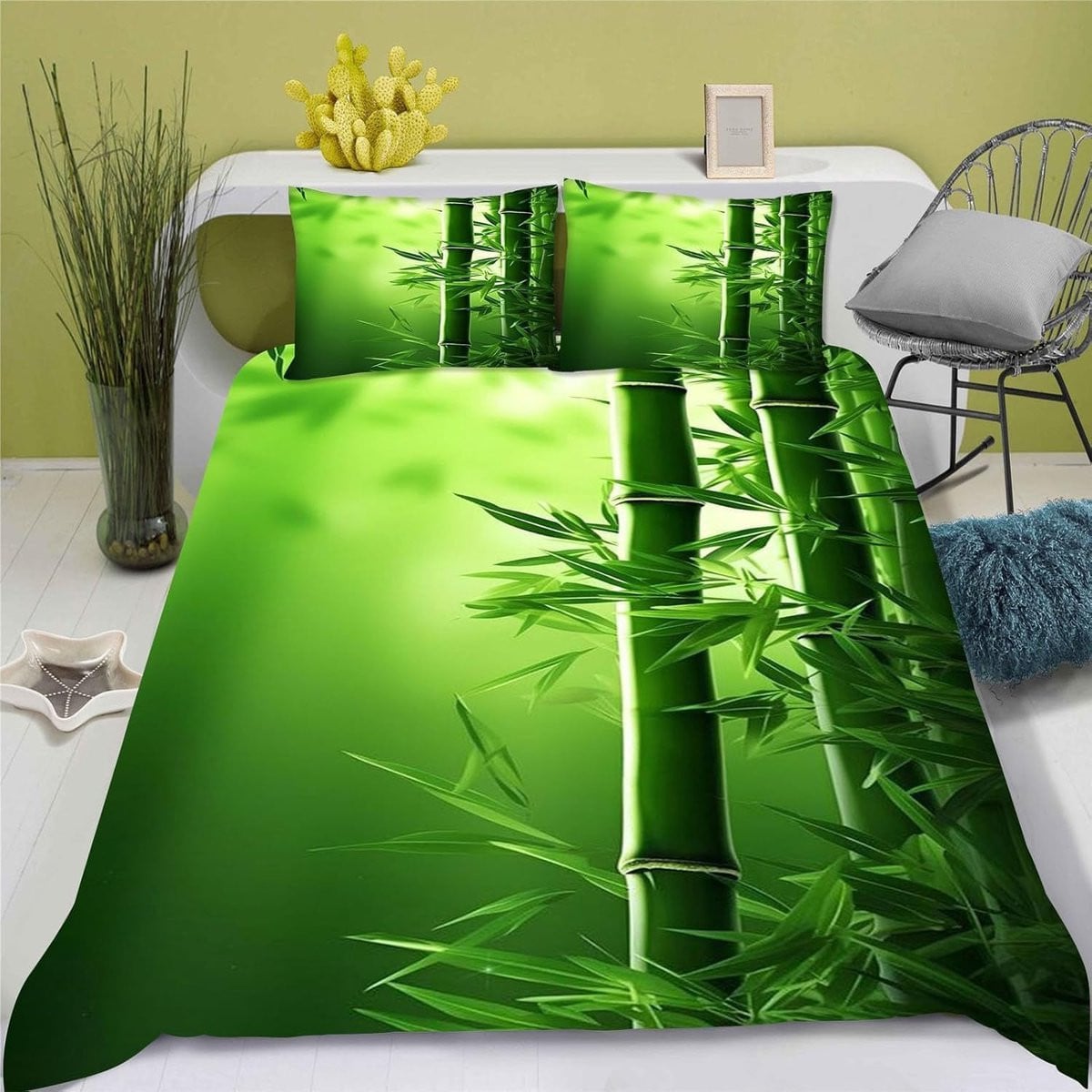 Dekbedovertrek Set met 3D Boslandschap Print - Groen - 240 x 220 cm