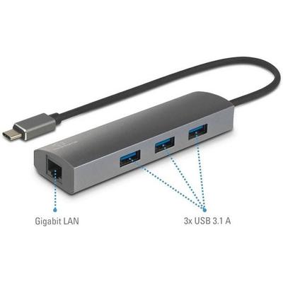 Renkforce Netzwerkadapter/Hub 1 GBit/s USB-C® (USB 3.2 Gen 1), Gigabit-LAN (1 Gbit/s), USB-A (USB 3.2 Gen 1)