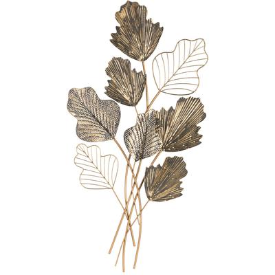 Metallbild BÖNNINGHOFF "BLÄTTER 54x98 cm – Deko modern", gold (farbe bild(er): weiß, grau, gold), B:54cm H:98cm T:3,2cm, Metall, Bilder, Wanddekoration