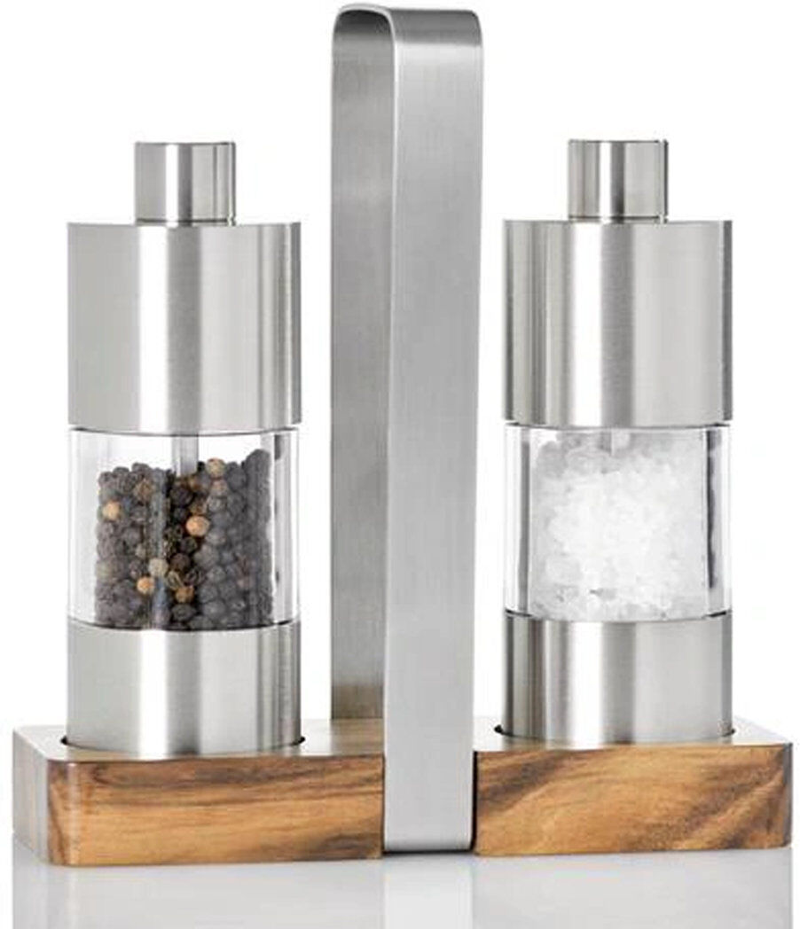 AdHoc Brand No Power Source Required / Manual Salt And Pepper Shaker Set Brown 16.7cm H X 6.6cm W X 6cm D