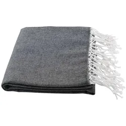 my Hamam Hamamtuch einfarbig Sultan Style schwarz, weiße Fransen