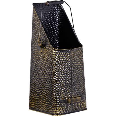 Aufbewahrungskorb FIREFIX "Kohle- und Pelletschütte", gold (messing gehämmert), B:21cm H:50cm T:21cm, Stahl, Aufbewahrungsboxen