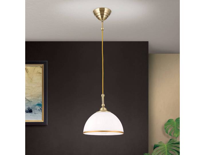 ORION Hängelampe Old Lamp, dimmbar, bronze / altmessing, für Wohn- / Esszimmer, Glas, Antik, Pendelleuchte