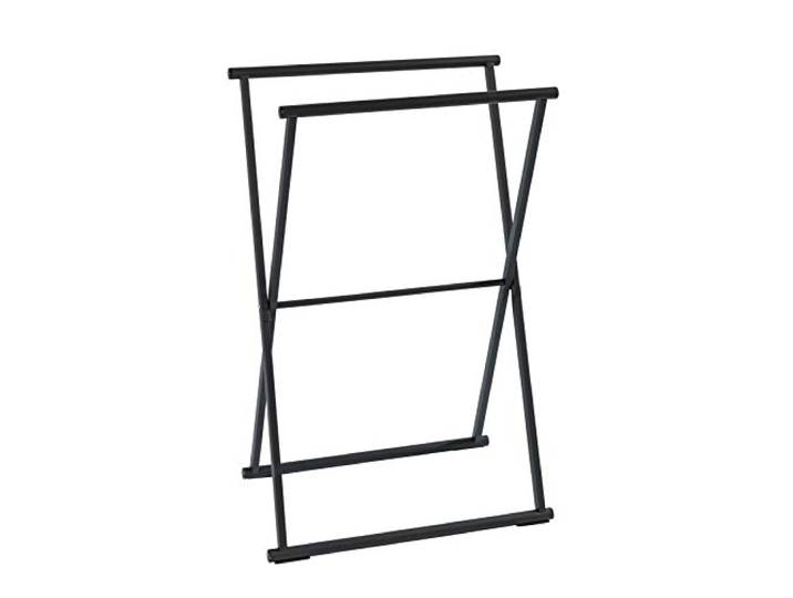 WENKO Porte-Serviettes Lava Noir Mat - Porte-vêtements\, Repliable\, Acier\, 53.5 x 80.5 x 35 cm\, Noir