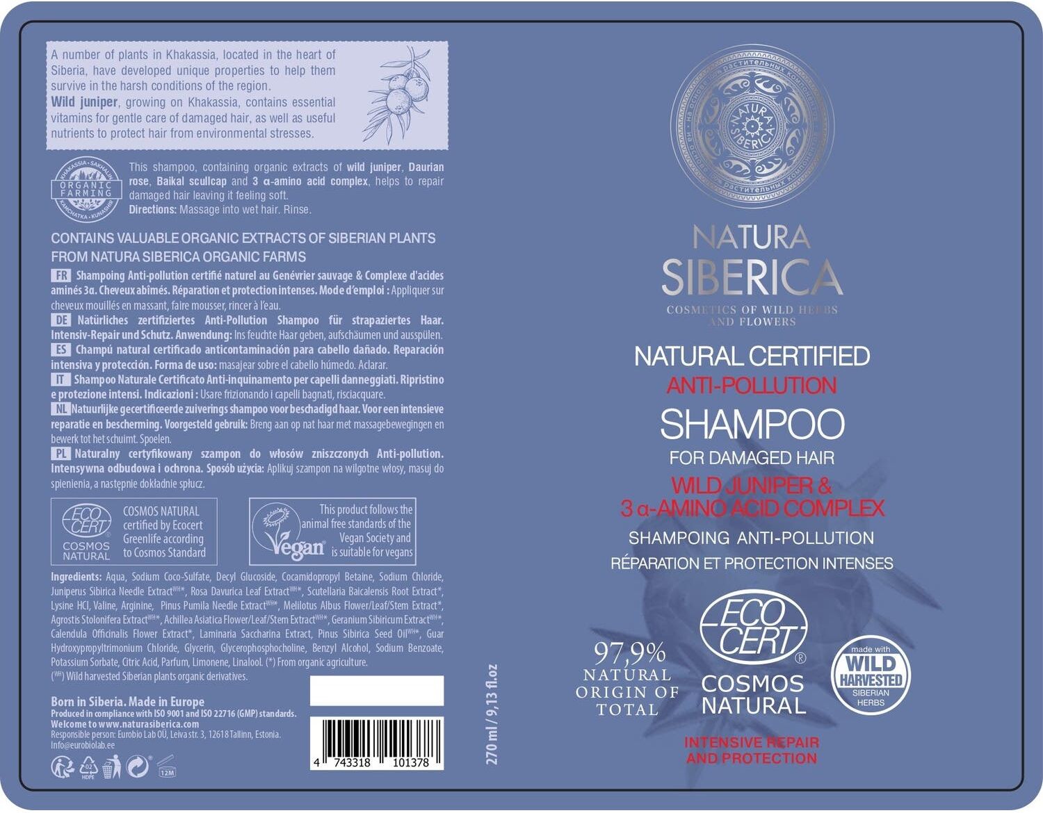 NATURA SIBERICA Champú Cabello Dañado 270 ml