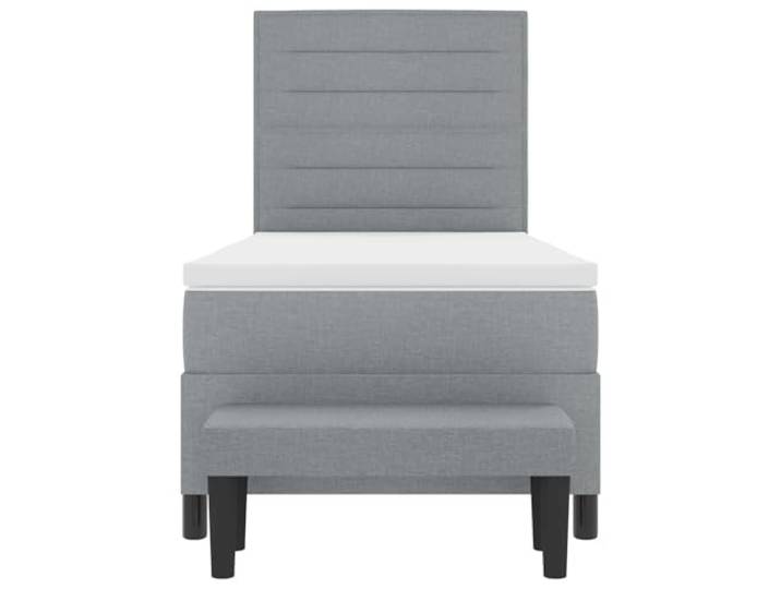 KKgypkn Boxspringbett 90x190 Stoff Hellgrau mit verstellbarem Kopfteil und mittelfester Matratze